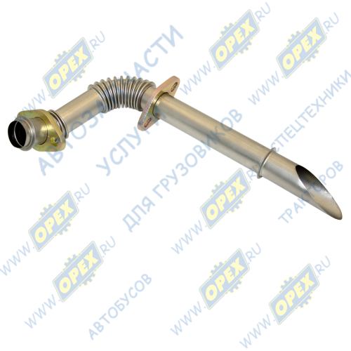 DP5340-1213026-10 Трубка (хром) ф32 L=490; 2 ромбич.фланца 2отв.ф10, гибкая (гофр) Dinamika Parts